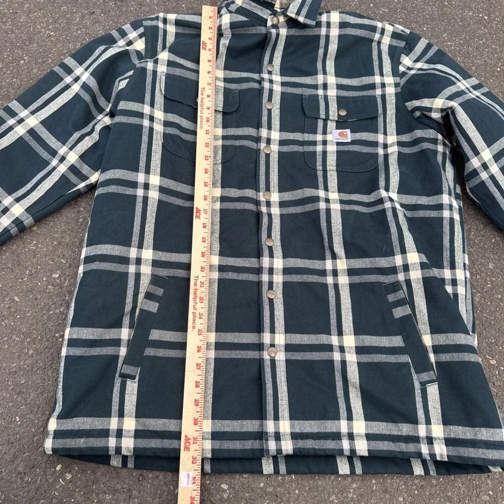 Carhartt Hubbard Flannel Sherpa‎ Lined Shirt Jacket Mens XL TALL Plaid Heavy